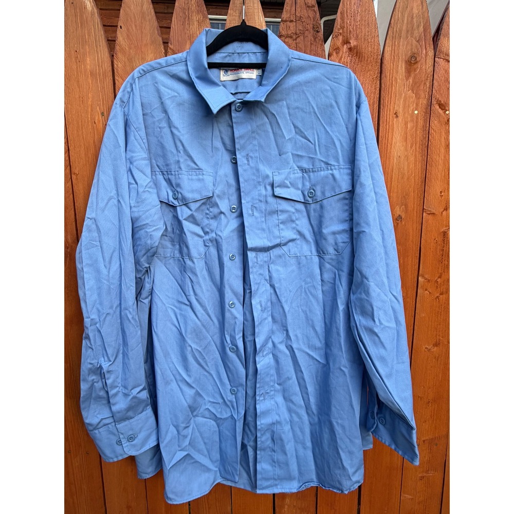 Horace Small Mens Light Blue Long Sleeve Work Shirt Uniform 16.5 x 34 9755B